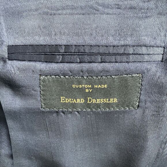 Eduard Dressler Men Suit Blazer 42 EU 52 Navy Gold Button Wool Lightweight - Picture 10 of 15